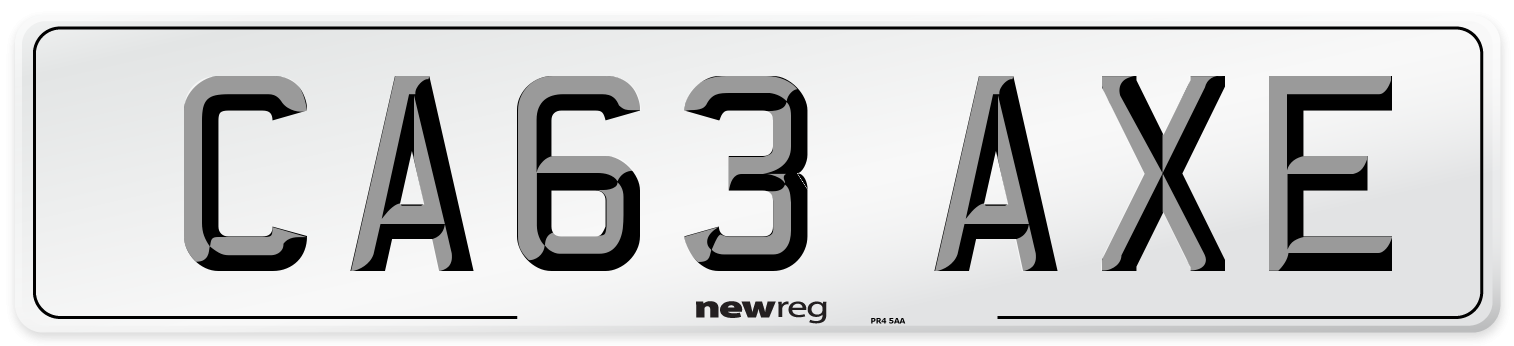 CA63 AXE Number Plate from New Reg